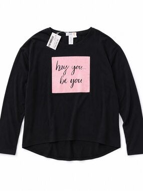 Girls “Hey You… Be You” Black Long Sleeve Top – Size 12 – NWT by TRULUV